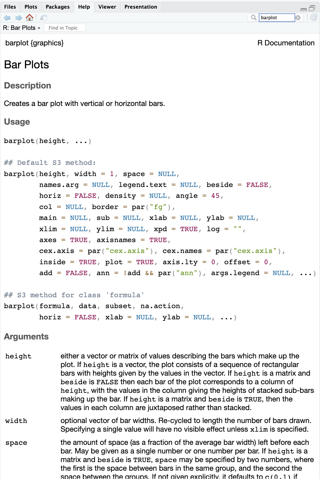 Example of R help page