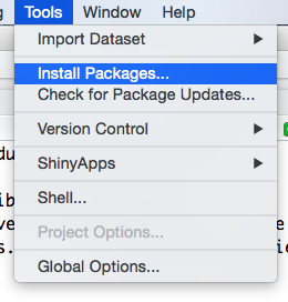 How to install an R package with the RStudio interface